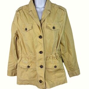 Talbots Cotton Utility Jacket Long Sleeve Pockets Goldenrod Sz Petite LP LP